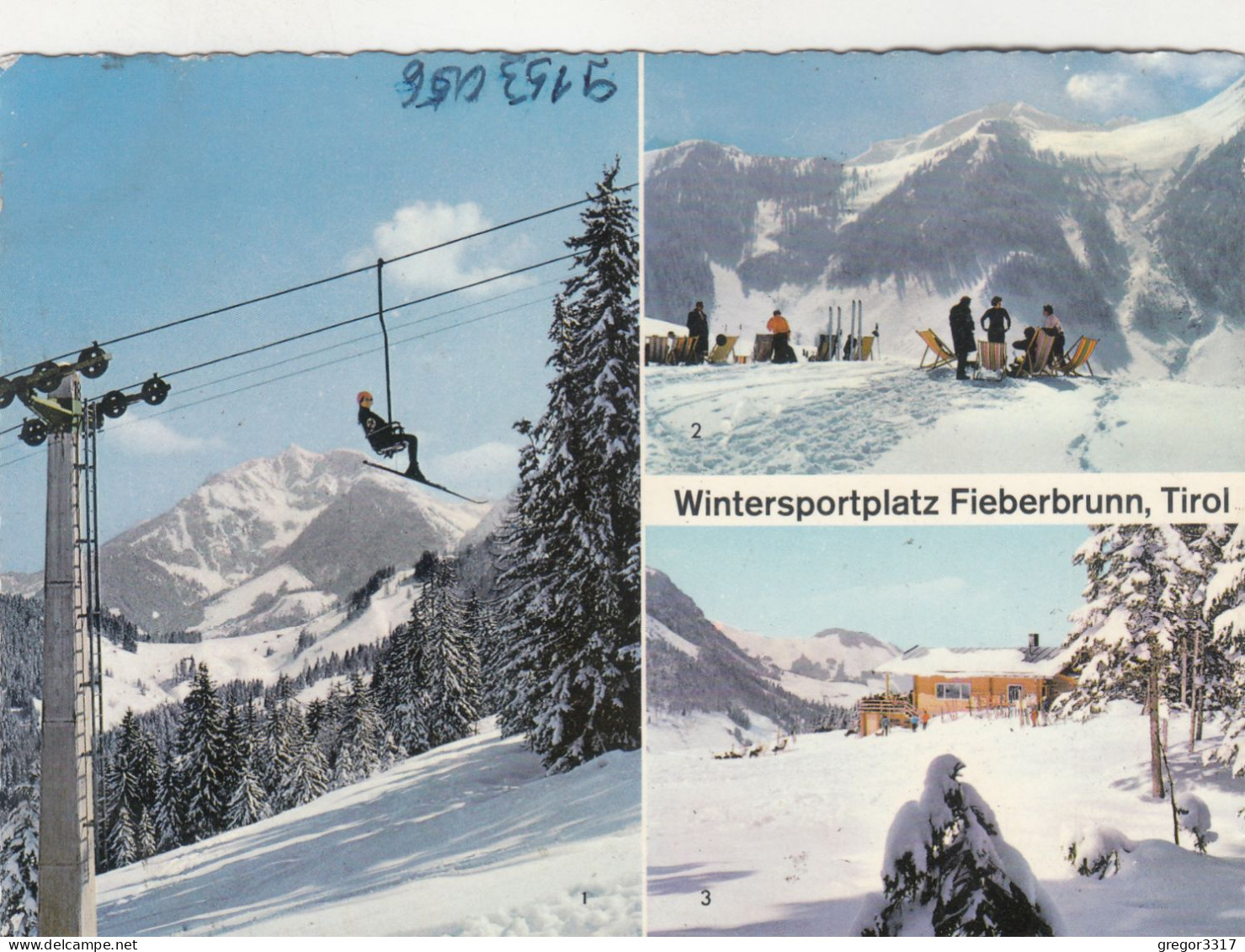 E684) Wintersportplatz FIEBERBRUNN -  Schöne DREIBILD AK Mit Sessellift U. Panoramblick Etc. - Fieberbrunn