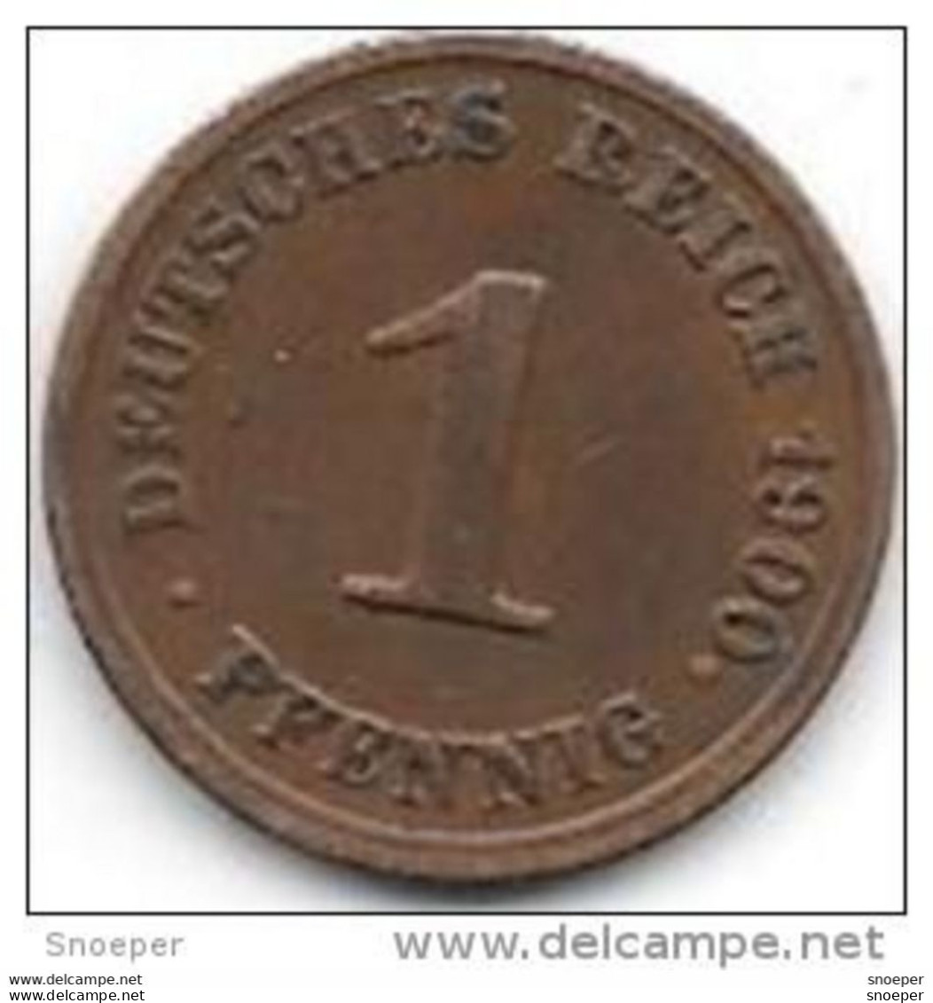 *empire 1 Pfennig 1900  J Km 10    Vf+ - 1 Pfennig