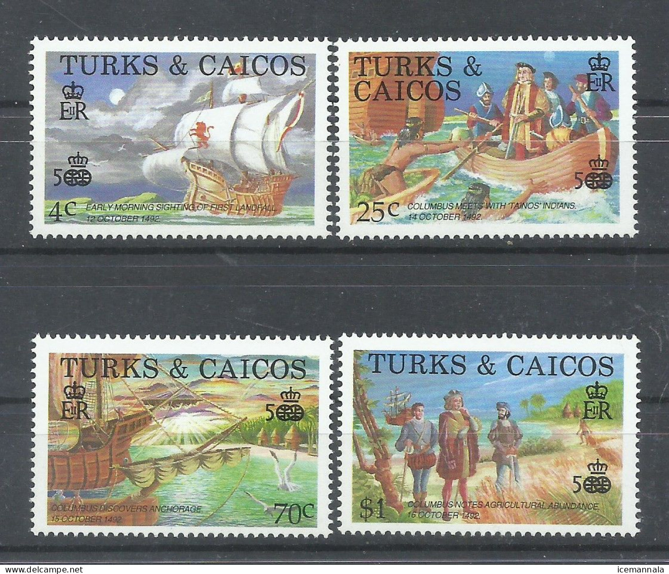 TURKS Y CAICOS     YVERT   777/80   MNH  ** - Cristóbal Colón