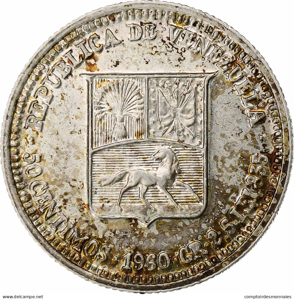 Monnaie, Venezuela, 50 Centimos, 1960, Paris, Paris, SPL, Argent, KM:36a - Venezuela