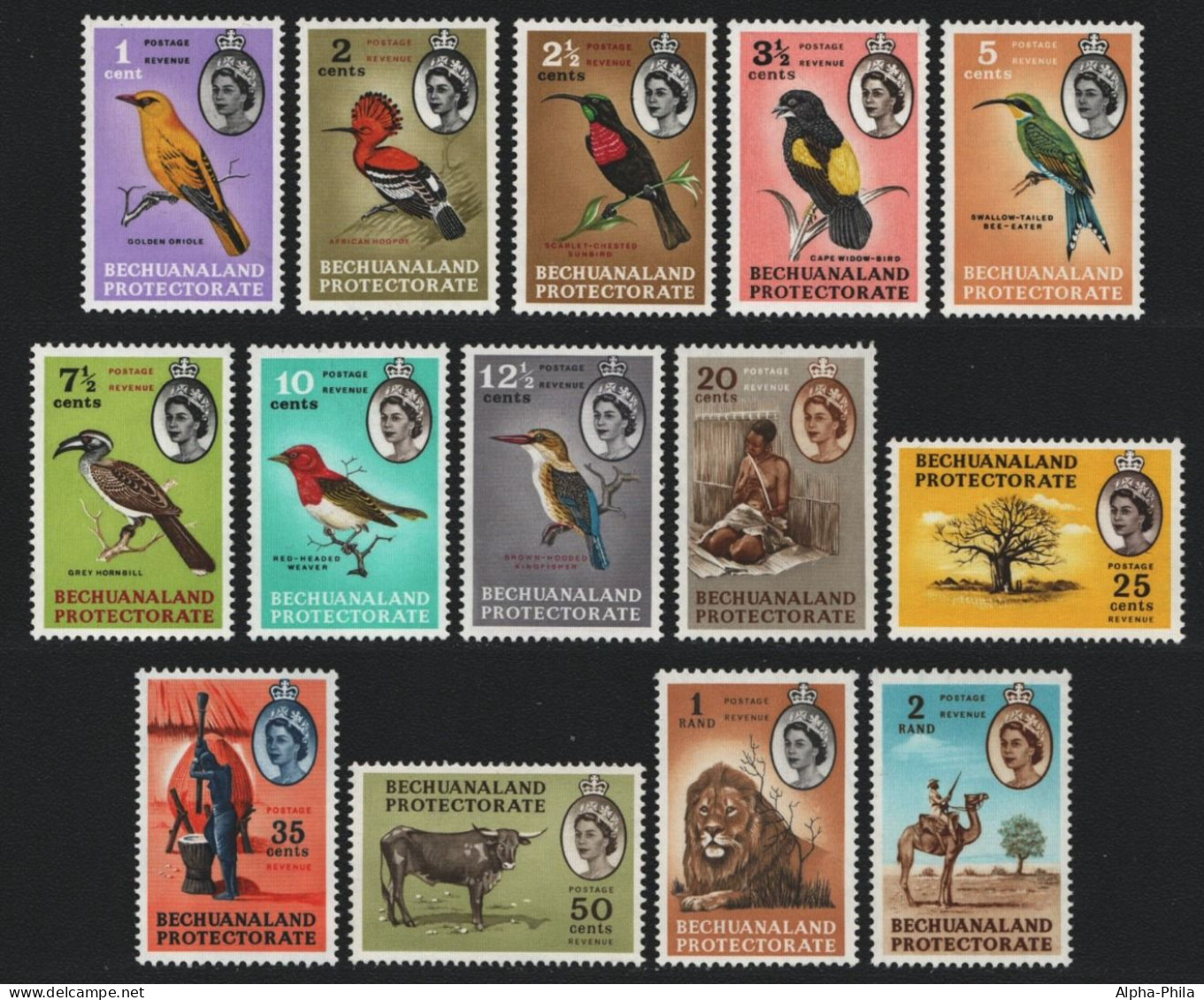 Betschuanaland 1961 - Mi-Nr. 155-168 ** - MNH - Vögel / Birds (I) - 1885-1964 Protectorado De Bechuanaland