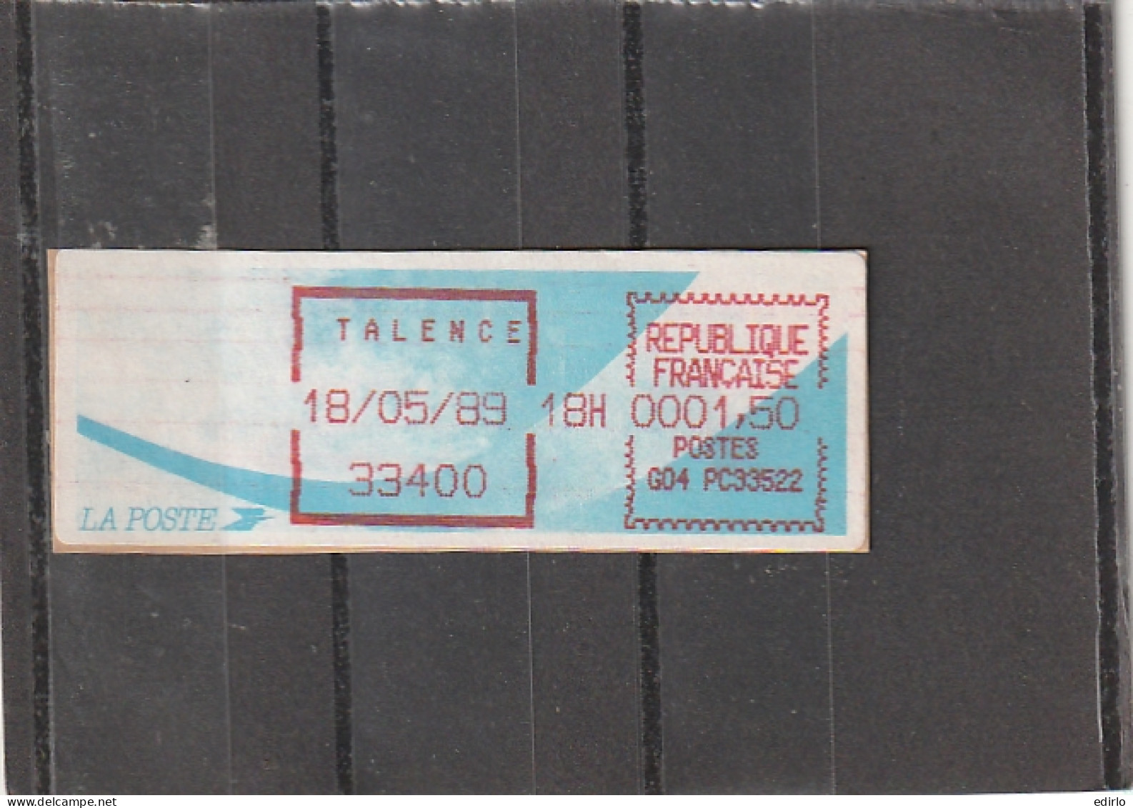 ///  FRANCE ///  LSA  Timbre Vignette Distributeur Comète TALENCE ---GIRONDE - 1988 Type « Comète »