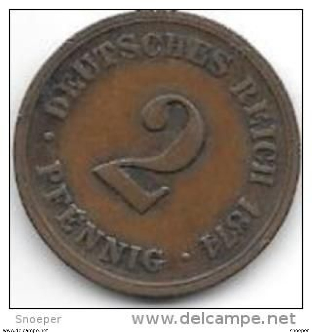 *empire 2 Pfennig 1874  B   Km 2    Vf - 2 Pfennig