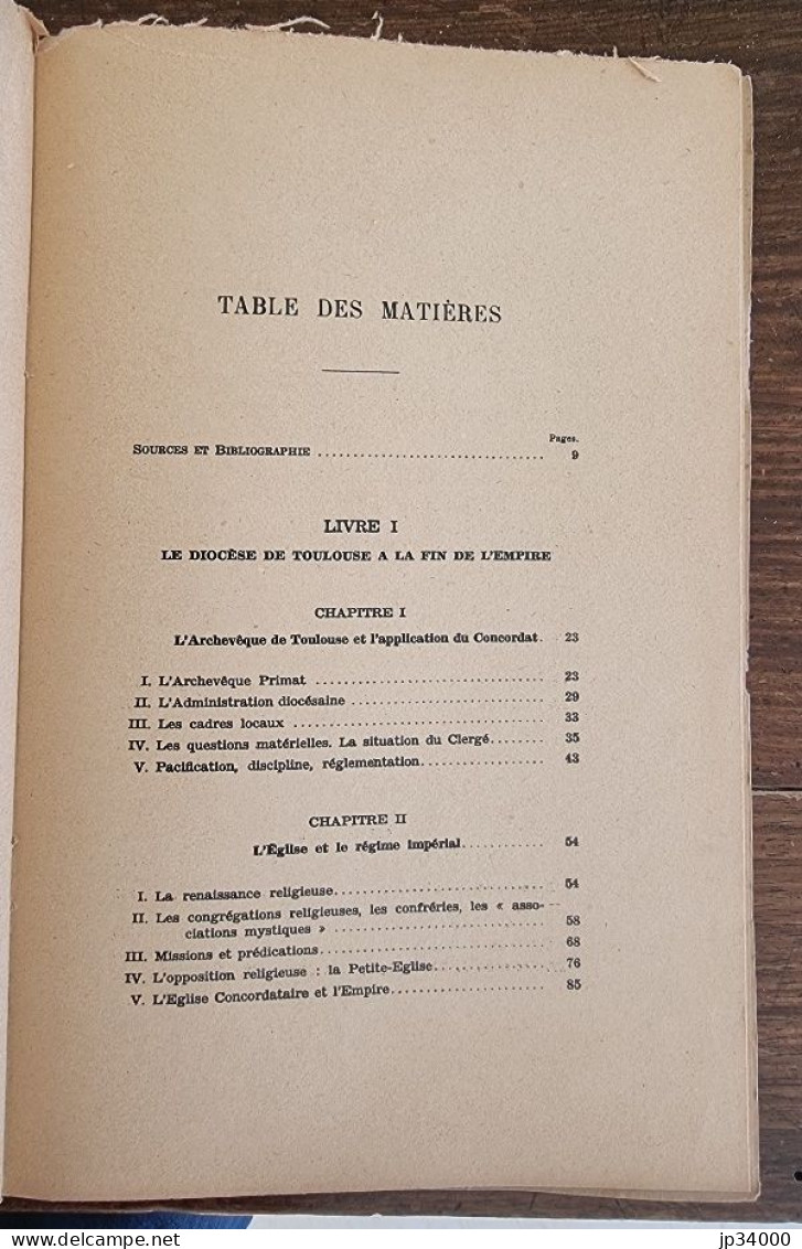 Administration Et La Vie Ecclésiastique à Toulouse Par P. GENEVRAY En 1941 (voir Description) - Languedoc-Roussillon