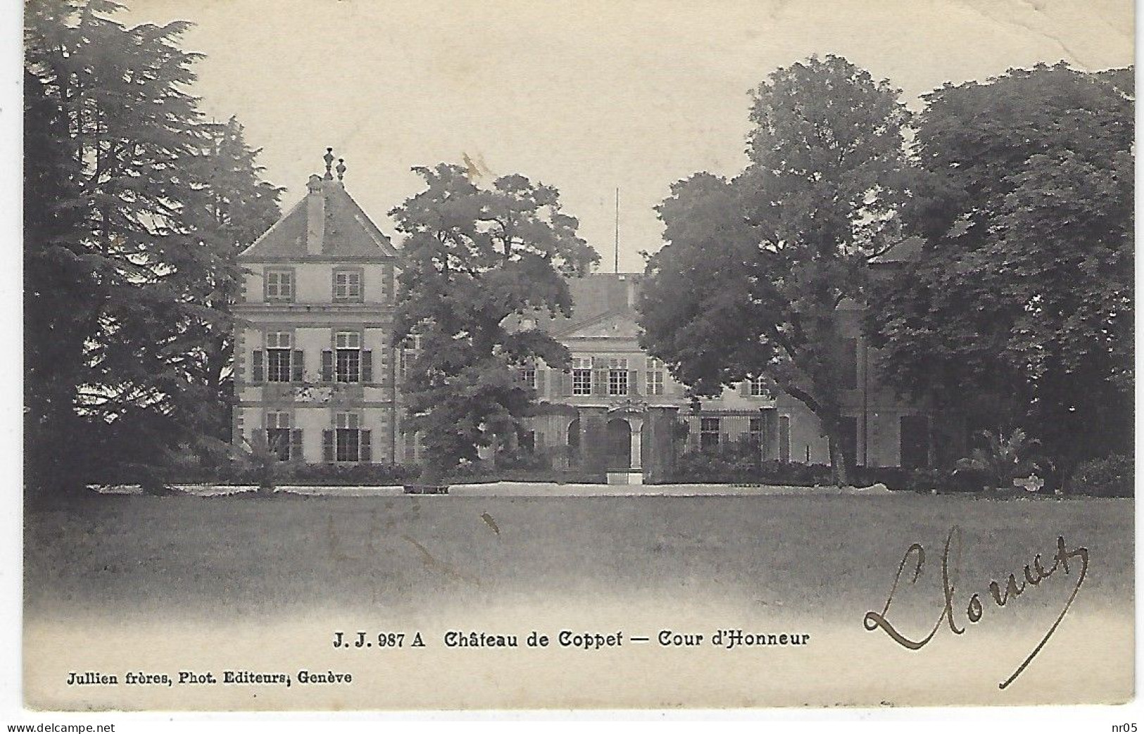 SUISSE - SCHWEIZ -  Chateau De COPPET - Cour D'Honneur ( CP Pour La France Au Lieutenant Saint Nicolas Du Port ( Meurthe - Coppet