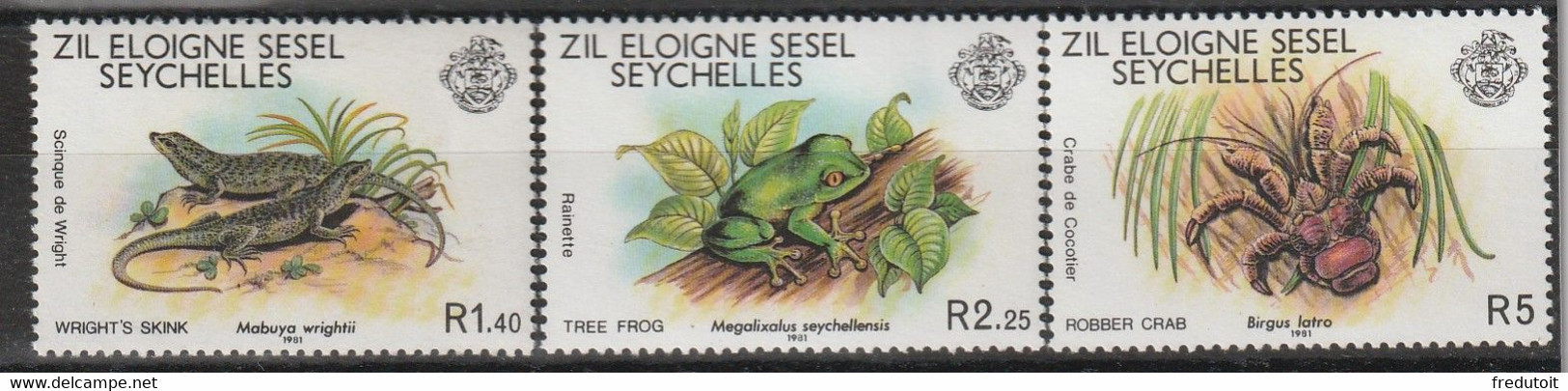 SEYCHELLES Zil Eloigne Sesel - N°29/31 ** (1981) Animaux - Seychelles (1976-...)