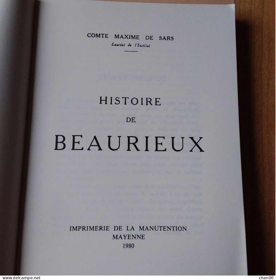 HISTOIRE DE BEAURIEUX (Comte Maxime De Sars) - Picardie - Nord-Pas-de-Calais