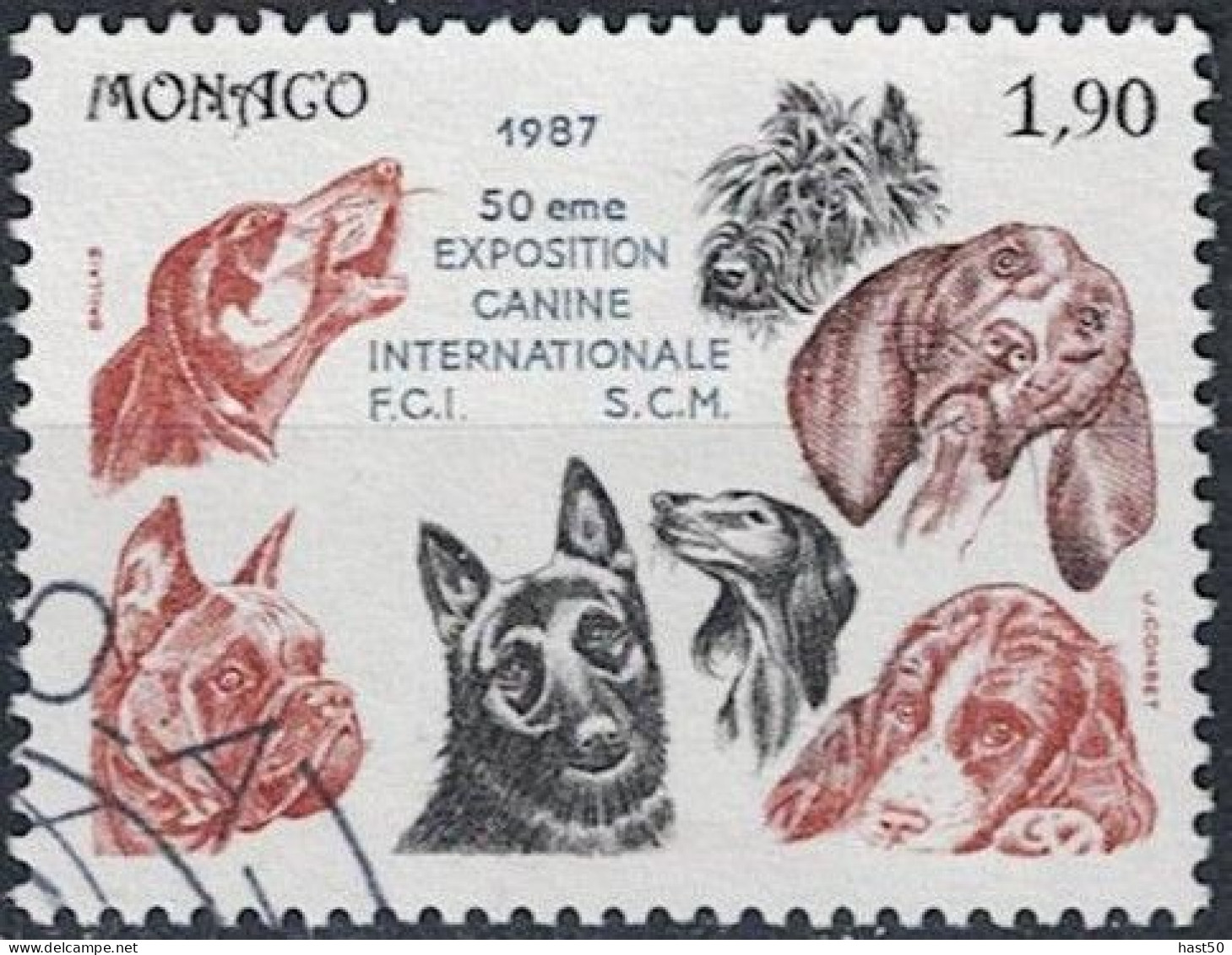 Monaco - 50. Internationale Hundeausstellung, Monte Carlo (MiNr: 1804/5) 1987 - Gest Used Obl - Usados