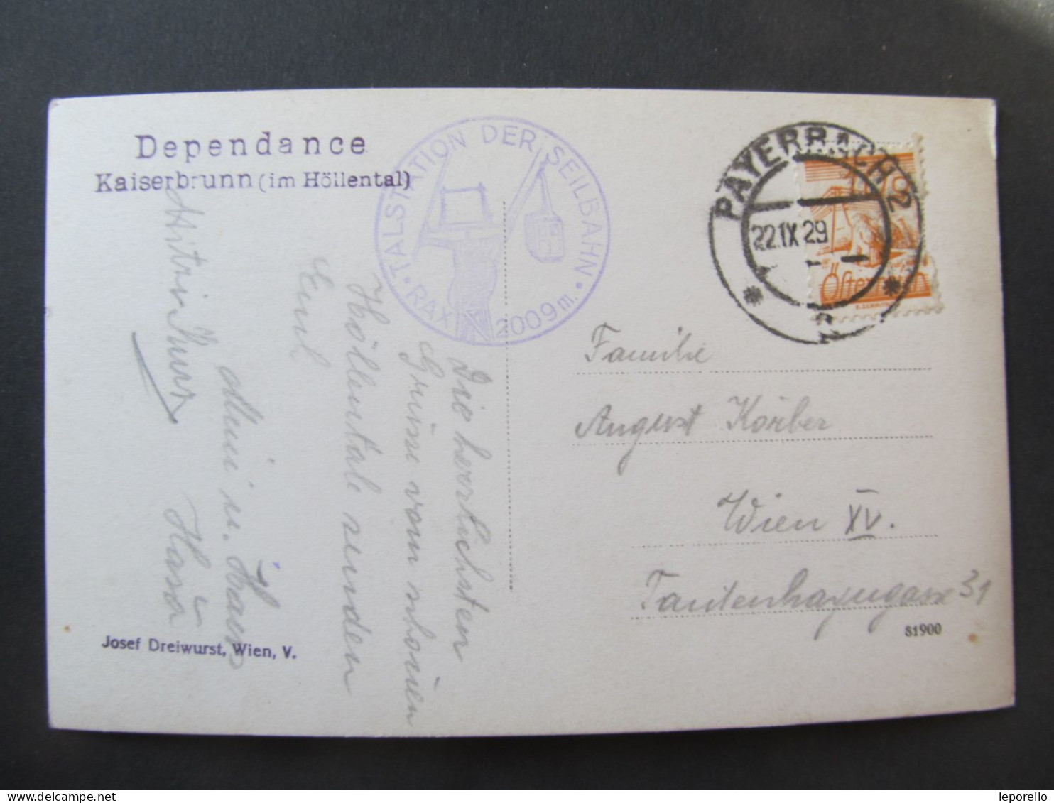 AK Kaiserbrunn Reichenau Höllental Dependance 1929// D*57730 - Neunkirchen