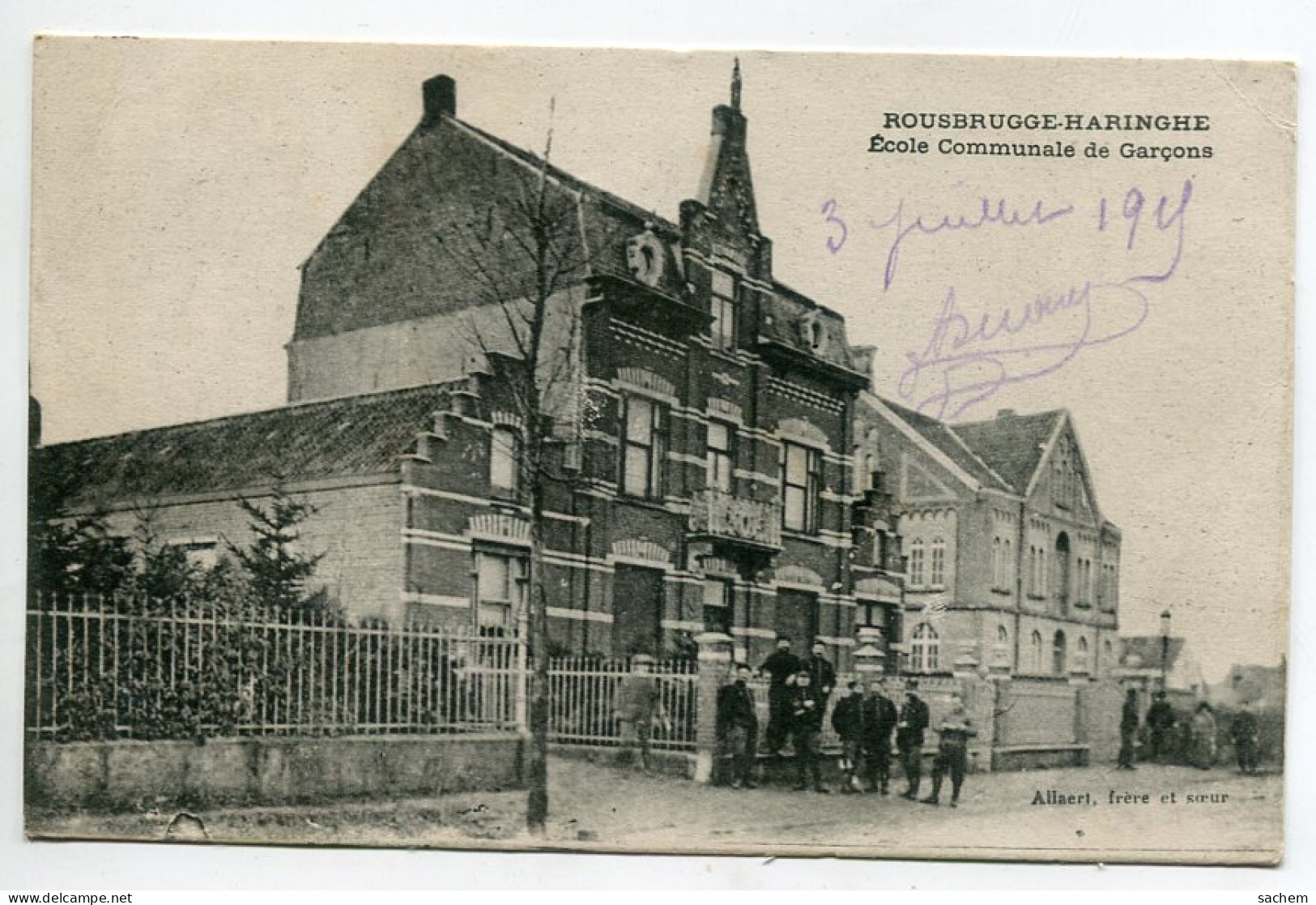 BELGIQUE ROUBRUGGE HARINGHE Ecole Communale De Garcons Groupe De Militaires écrite En 1915  /D04  2022 - Poperinge