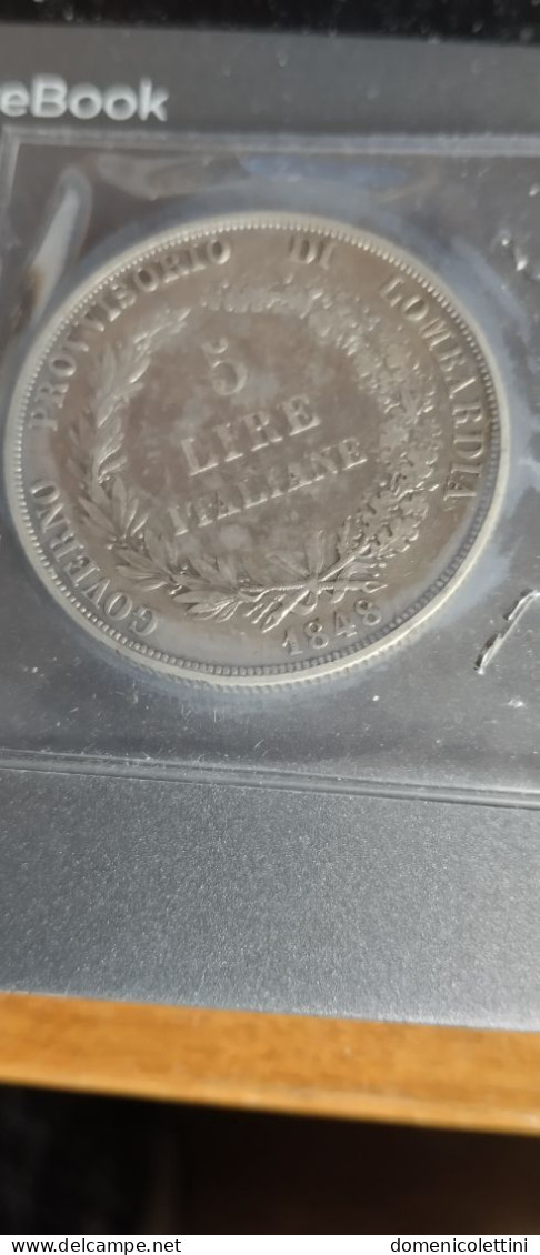 MONETA DA 5 LIRE DEL 1848, LOMBARDIA - Argentine