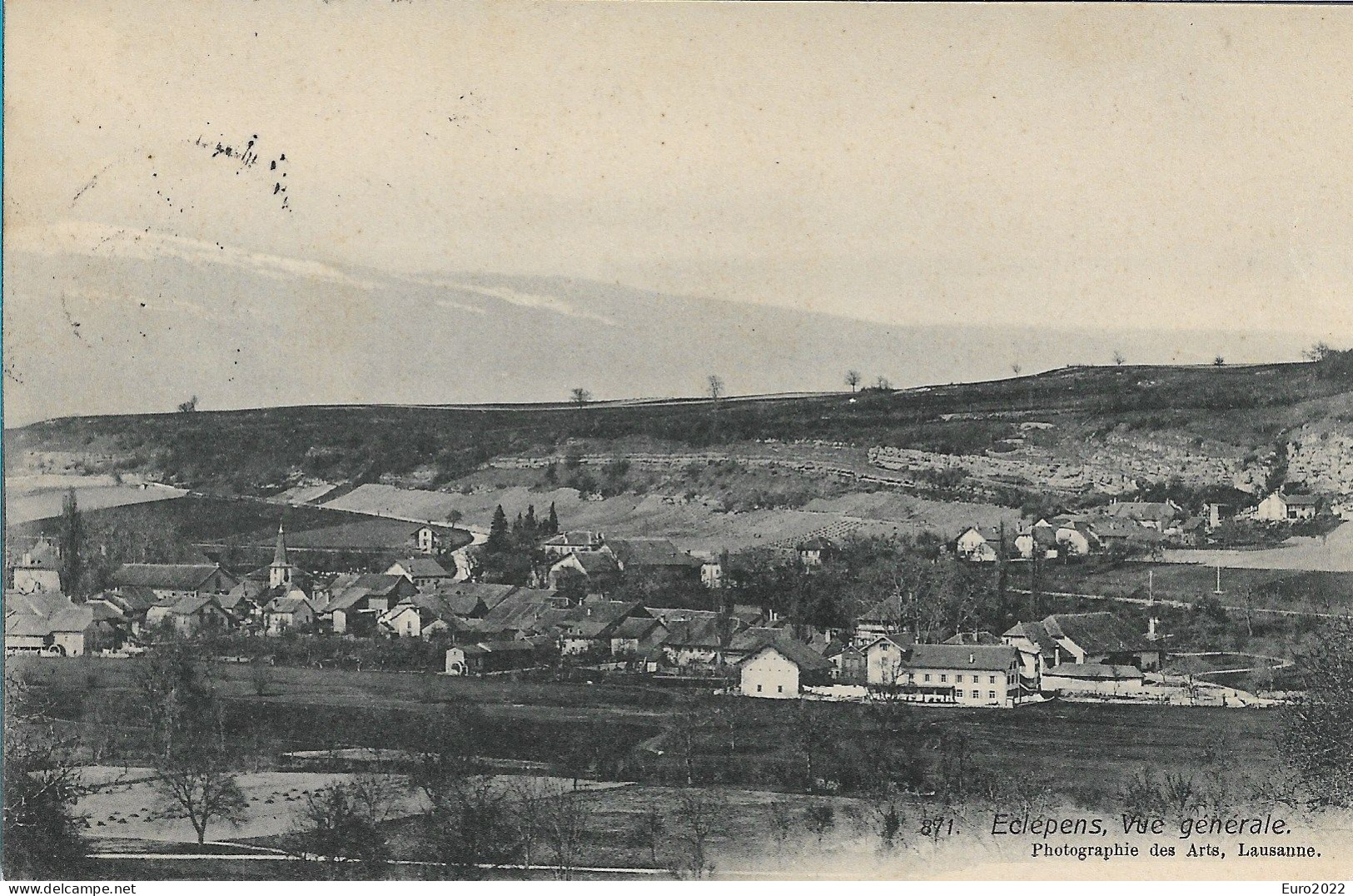 Vue Générale D'Eclépens Avec, Au Premier Plan, La Fabrique De Draps Berger (poste Militaire Bataillon No 9) - La Sarraz