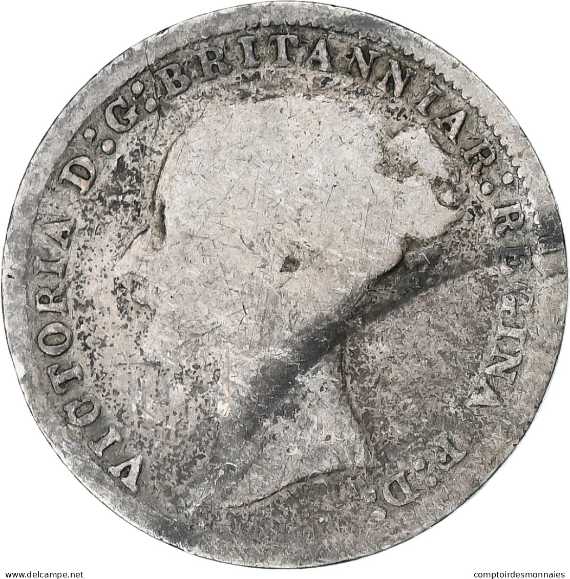 Monnaie, Grande-Bretagne, Victoria, 3 Pence, 1877, B+, Argent, KM:730 - F. 3 Pence