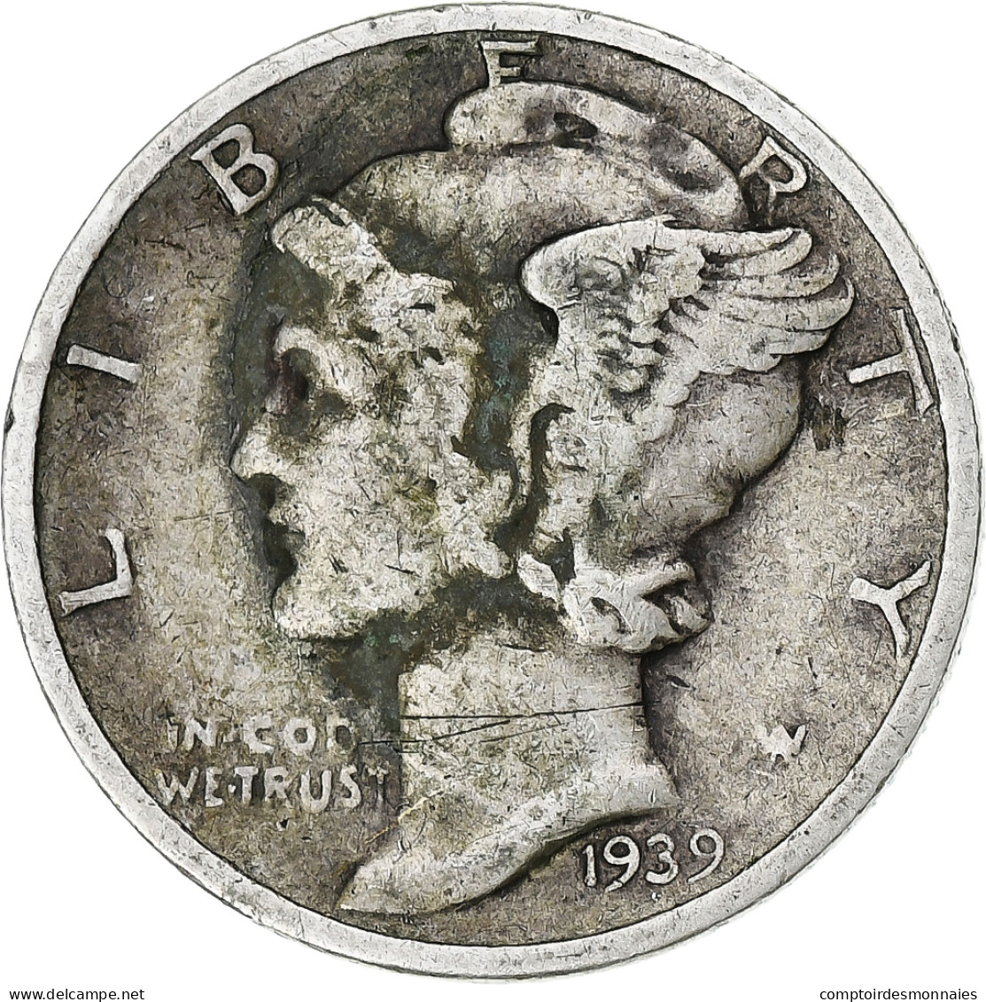 Monnaie, États-Unis, Mercury Dime, Dime, 1939, U.S. Mint, Denver, TTB, Argent - 1916-1945: Mercury (Mercure)