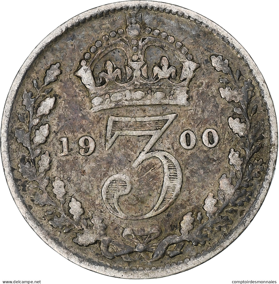 Monnaie, Grande-Bretagne, Victoria, 3 Pence, 1900, TTB, Argent, KM:777 - F. 3 Pence