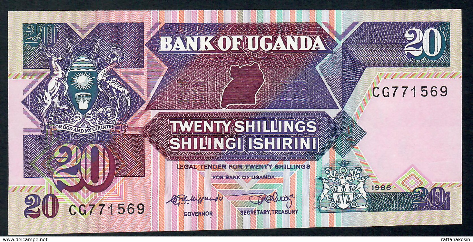 UGANDA P29b 20 SHILLINGS 1988 #CG  UNC. - Oeganda