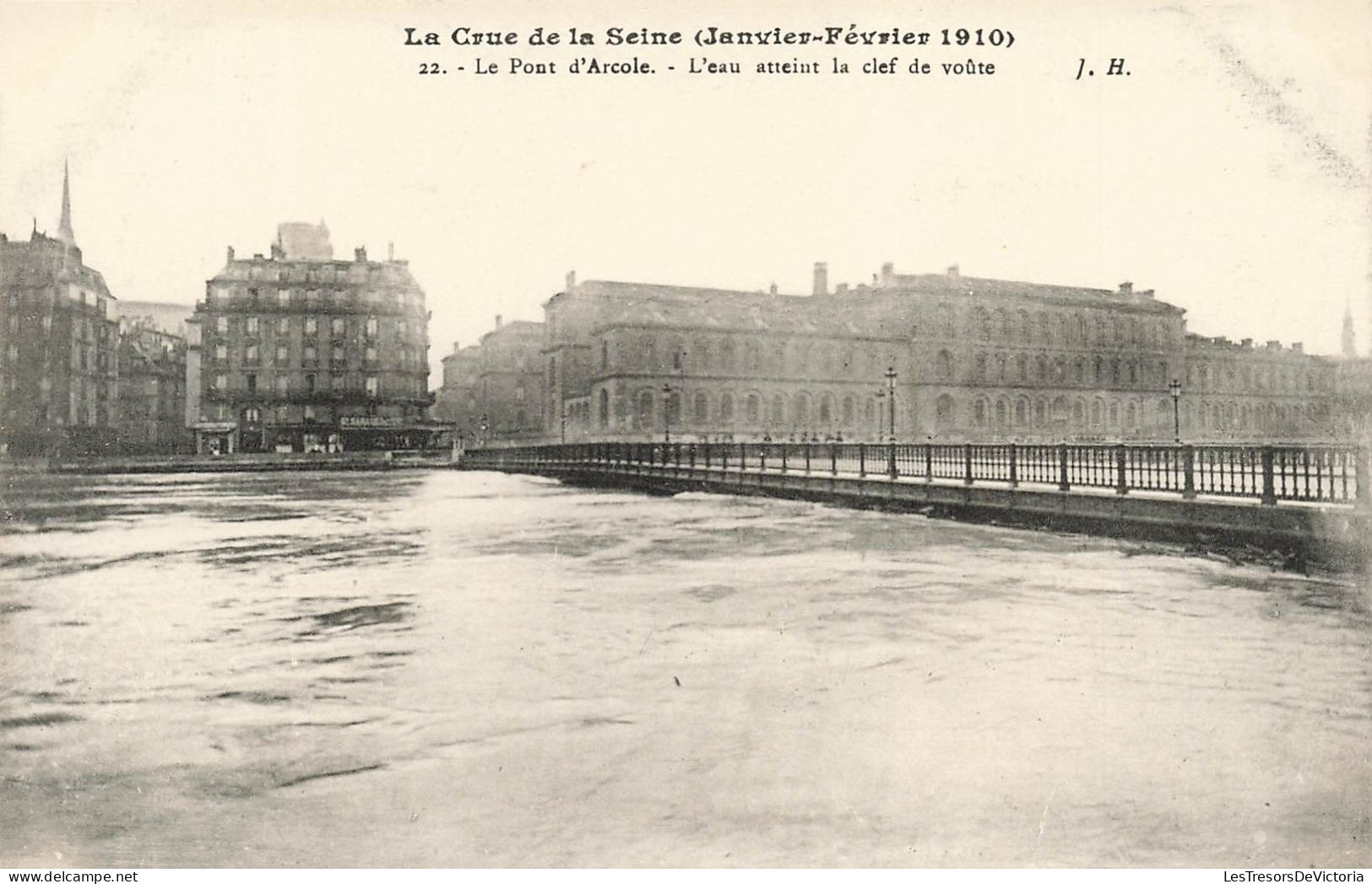 FRANCE - Paris - La Crue De La Seine - Le Pont D'Arcole - L'eau Atteint  La Clef De Voûte - Carte Postale Ancienne - Inondations De 1910