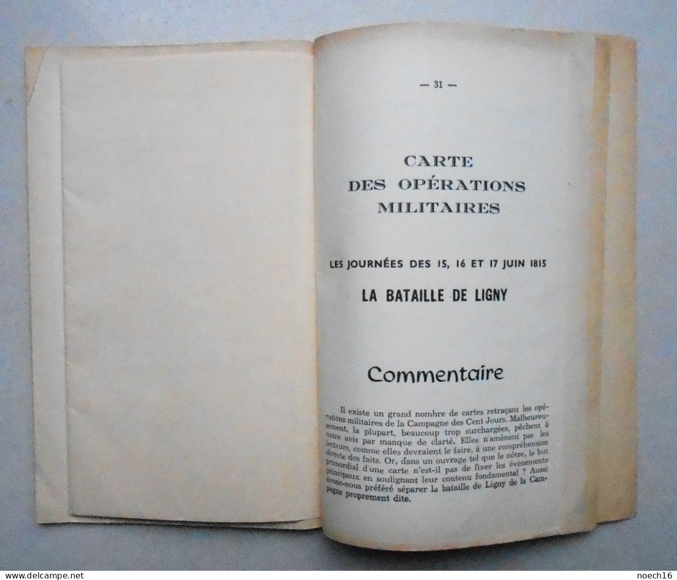 1958 Fleurus et l'Empereur Napoléon 1er avec Carte des Opérations militaires. La Bataille de Ligny.