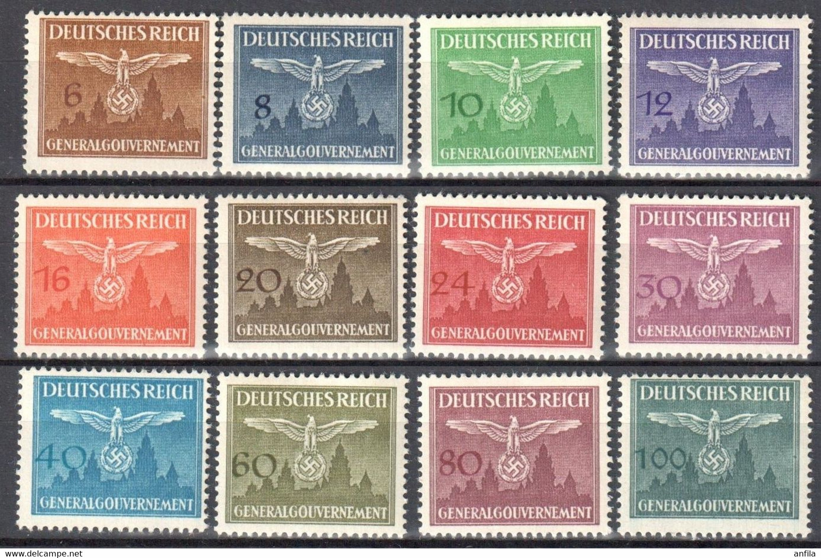 Poland Generalgouvernement 1943 Official - Dienstmarke Mi D25-36 - MNH(**) - General Government