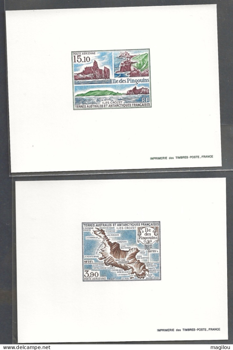 2 Épreuve De Luxe Taaf/fsat îles Des Pingouins Crozet  YVT PA 100/101 - Imperforates, Proofs & Errors