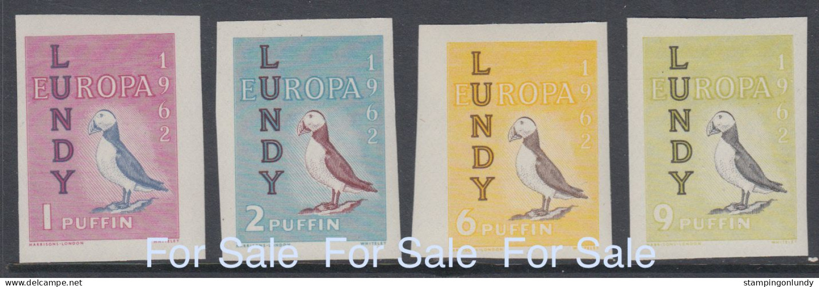 25. #L52 Great Britain Lundy Island Puffin Stamps 1962 Europa Imperforate Set Mint Retirment Sale Price Slashed! - Local Issues