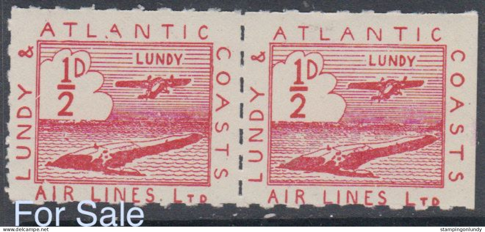 #31 Great Britain Lundy Island Puffin Stamp 1939 Red L.A.C.A.L.Cat #19(f) Broken A Retirment Sale Price Slashed! - Local Issues