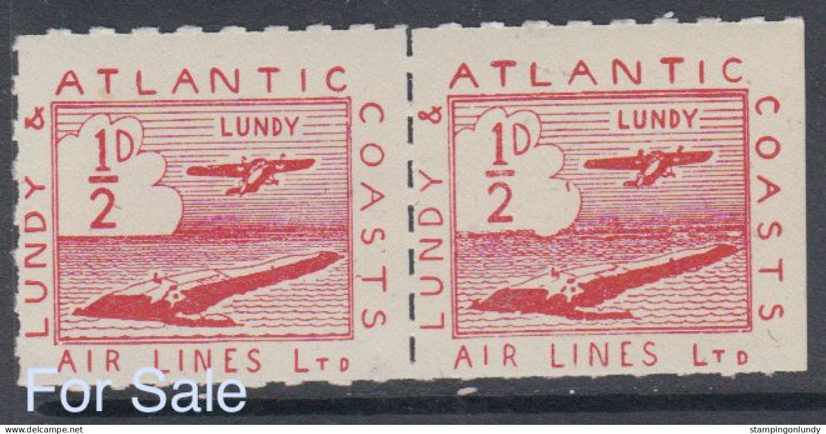 #25a Great Britain Lundy Island Puffin Stamp 1939 Red LACAL Air Stamp #19 Cloud In Sea Retirment Sale Price Slashed - Local Issues