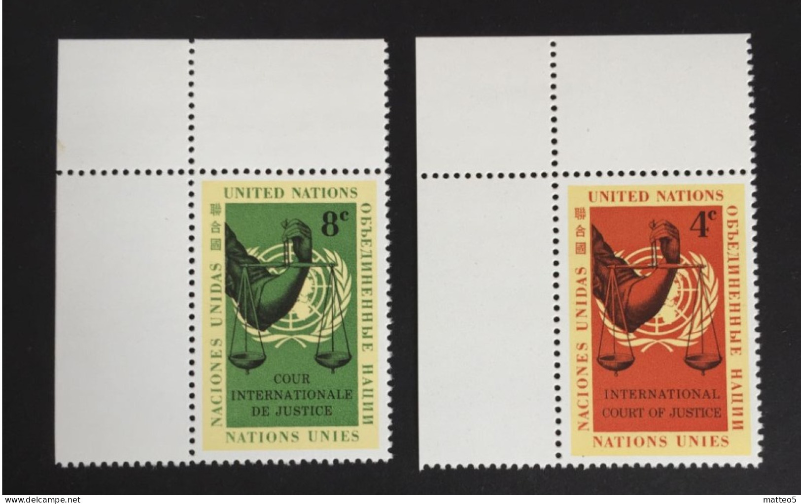 1961 - United Nations UNO UN - International Court Of Justice - Pair Of Scales - 2 Stamps Unused - Neufs
