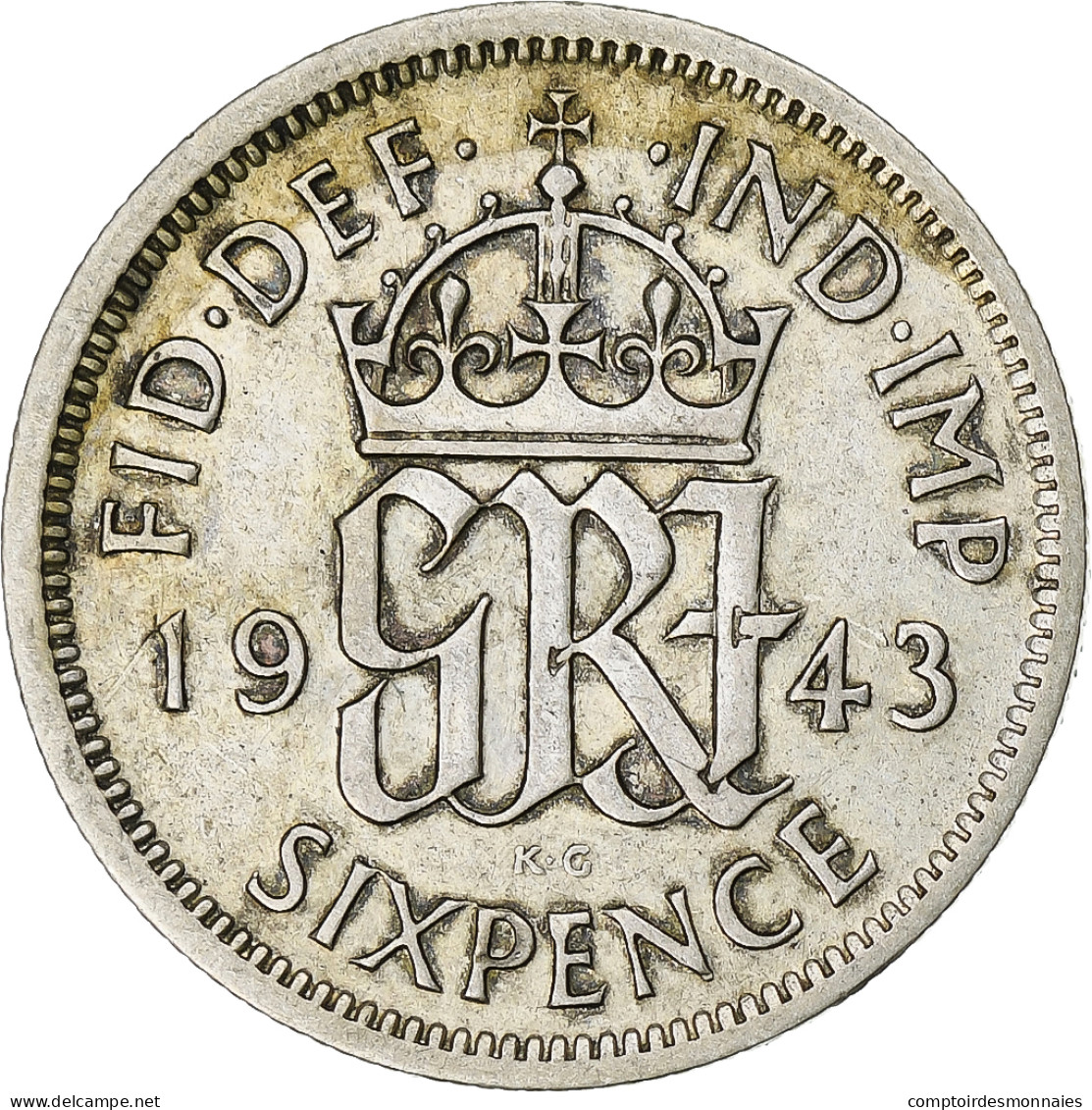 Monnaie, Grande-Bretagne, George VI, 6 Pence, 1943, TTB, Argent, KM:852 - H. 6 Pence