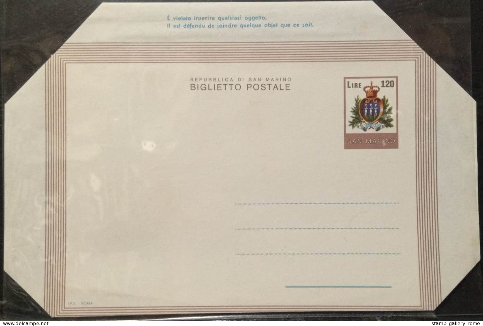 Filatelia - SAN MARINO - INTERO POSTALE - POSTAL HISTORY - Biglietto Postale Lire 120 - Interi Postali