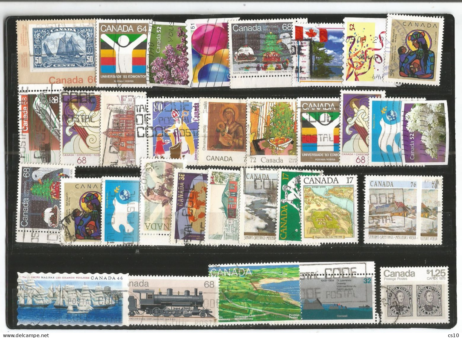 CANADA 4 Scans Lot Used Stamps With HVs Blocks Strips Etc In #113 Pcs +l.2 Souvenir Sheets 1 Booklet Pane, BL4 Blocks - Other & Unclassified