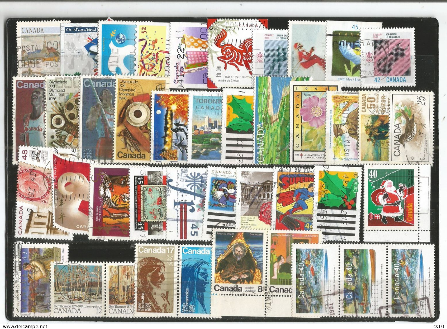 CANADA 4 Scans Lot Used Stamps With HVs Blocks Strips Etc In #113 Pcs +l.2 Souvenir Sheets 1 Booklet Pane, BL4 Blocks - Other & Unclassified