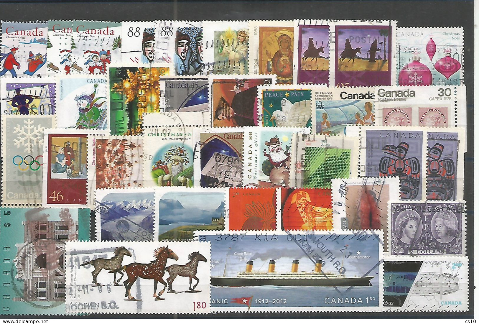 CANADA 4 Scans Lot Used Stamps With HVs Blocks Strips Etc In # 113 Pcs +l.2 Souvenir Sheets 1 Booklet Pane, BL4 Blocks - Verzamelingen