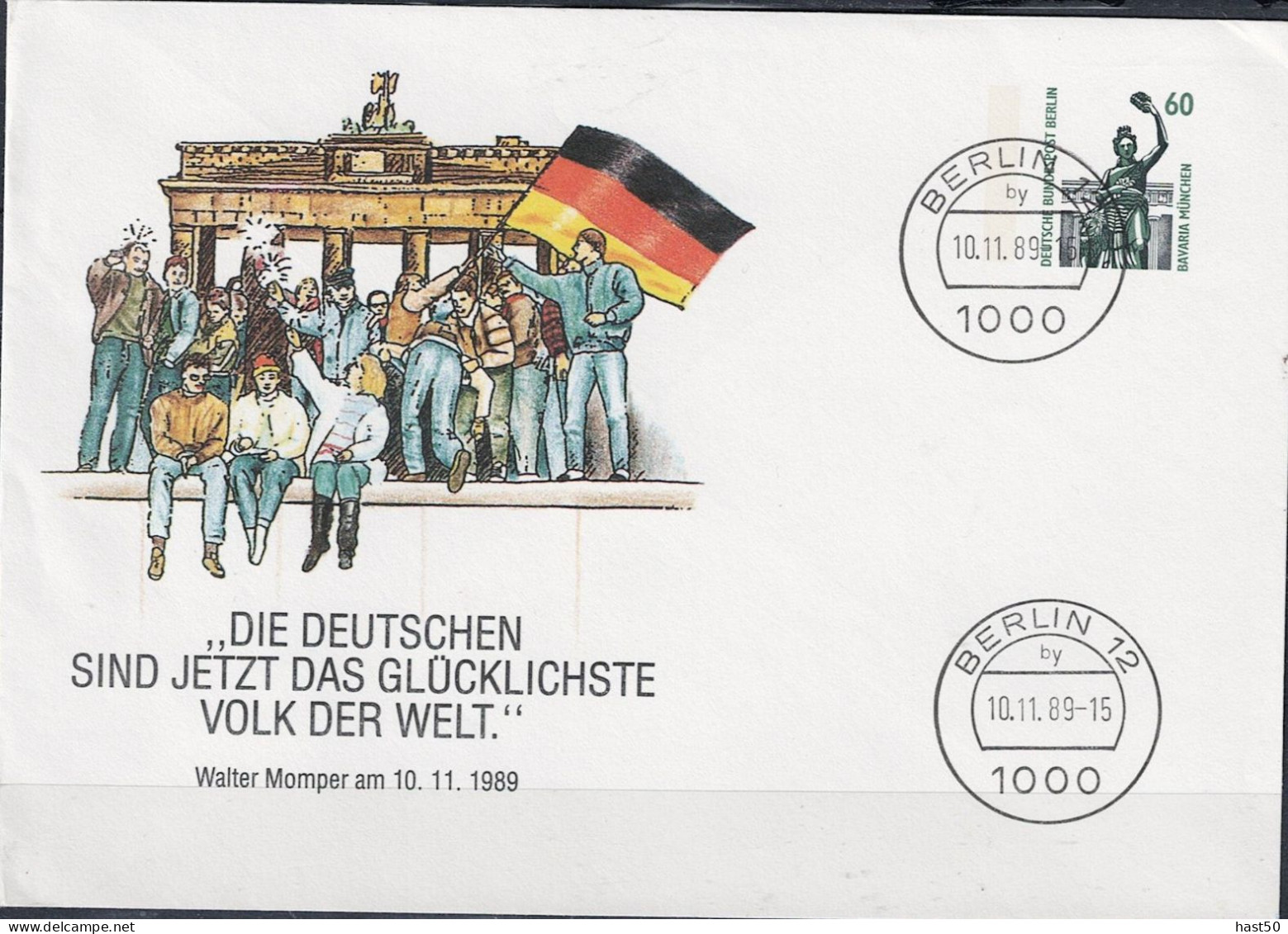 Berlin - Privatumschlag "Momperspruch 10.11.1989" (MiNr: PU 137Y D1/002) 1989 - Siehe Scan - Privatumschläge - Gebraucht