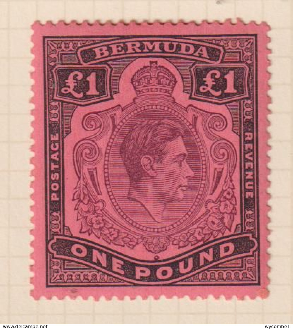 BERMUDA  - 1938-53 George VI Definitive Wmk Mult Crown CA £1 (SG121a) Hinged Mint - Bermuda