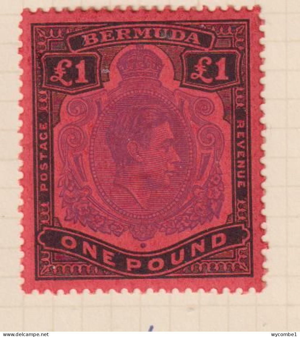 BERMUDA  - 1938-53 George VI Definitive Wmk Mult Crown CA £1 (SG121b) Hinged Mint - Bermudes
