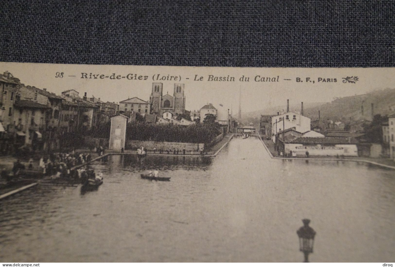 Très Belle Ancienne Carte Rive De Gier 1919,Loire, Le Bassin Du Canal - Rive De Gier