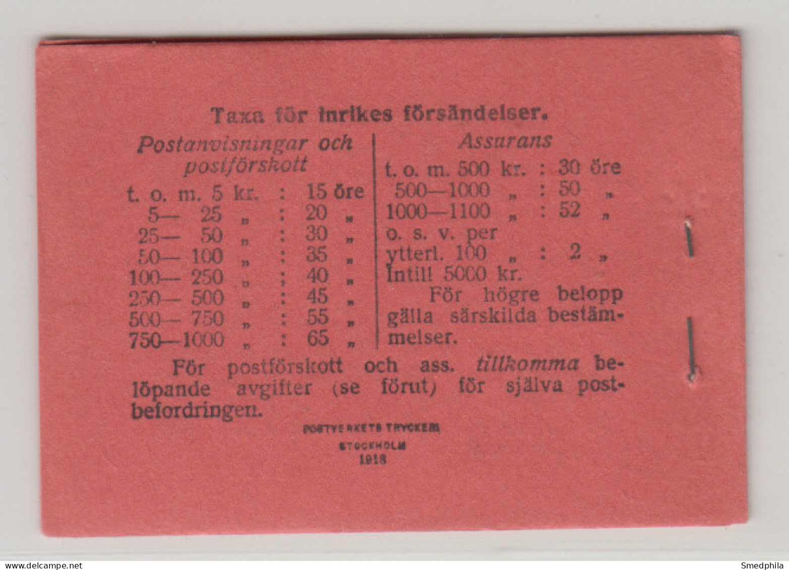 Sweden Booklet 1918 - Facit 10 O MNH ** - 1904-50