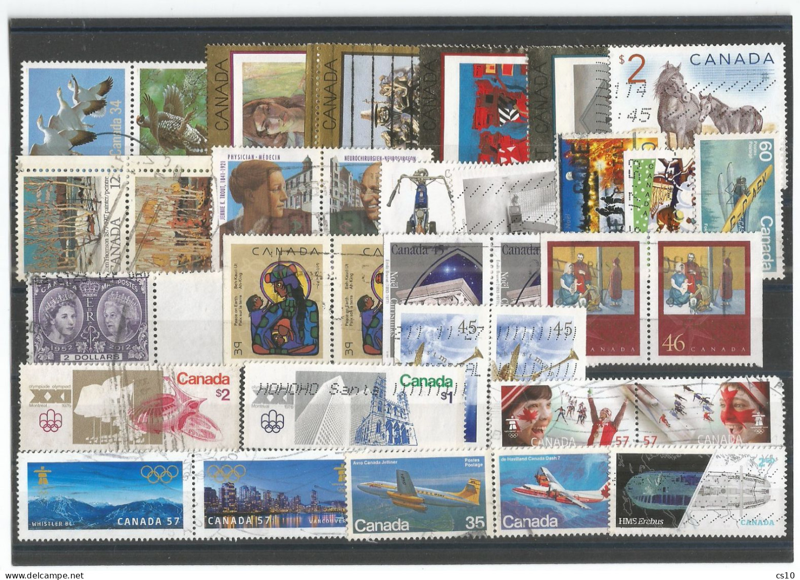 CANADA 4 Scans Lot Used Stamps With HVs Blocks Strips Etc In #111 Pcs +l.2 Souvenir Sheets And BL4 Blocks - Collections