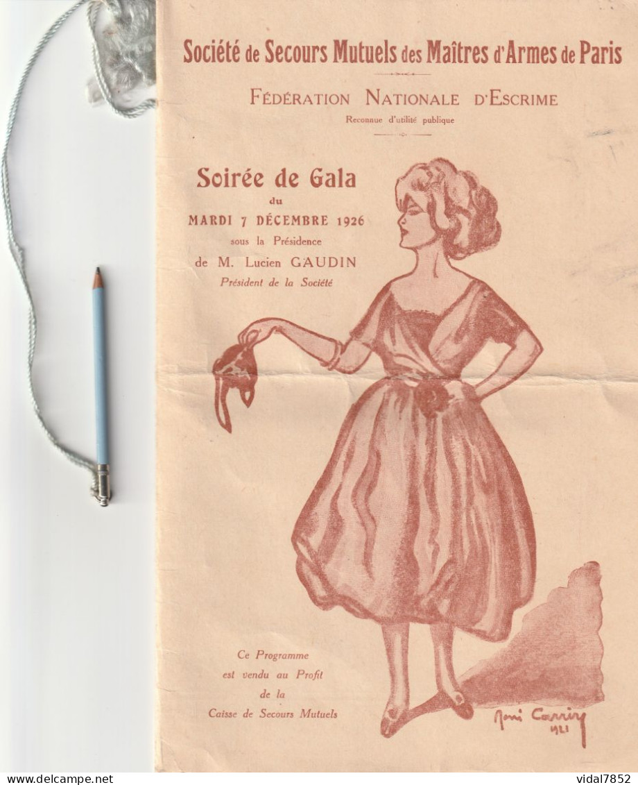 Soirée De Gala 7 Décembre 1926- Société De Secours Mutuels Des Maîtres D'Armes De Paris - Fencing