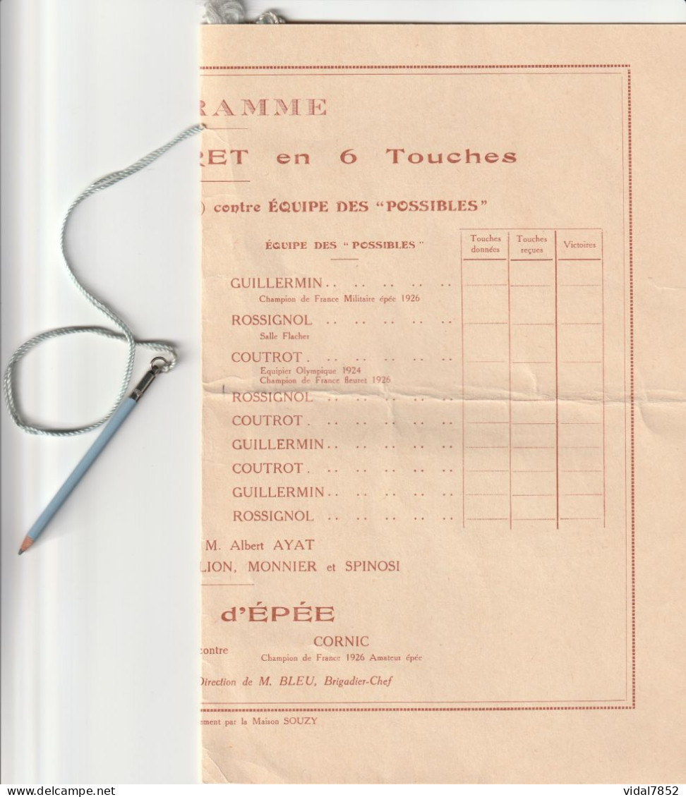 Soirée De Gala 7 Décembre 1926- Société De Secours Mutuels Des Maîtres D'Armes De Paris - Fencing