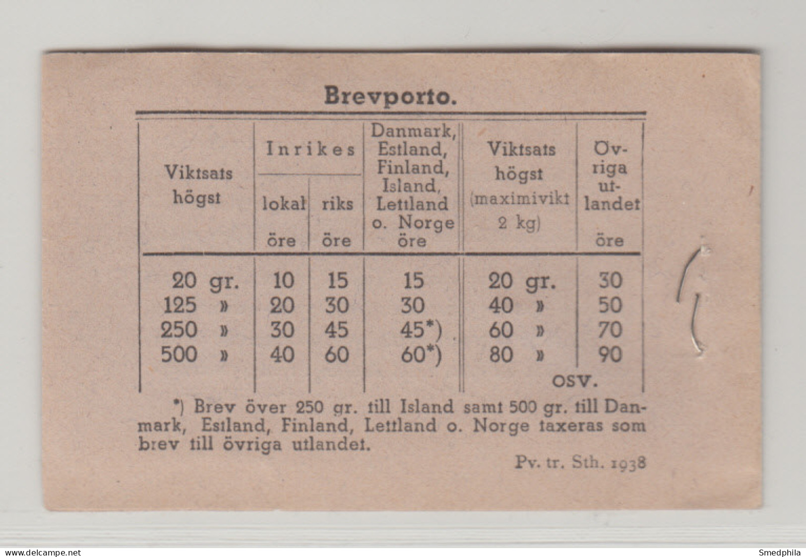 Sweden Booklet 1938 - Facit 33 CC R MNH ** - 1904-50