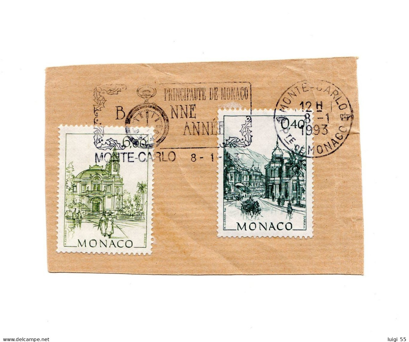 MONACO- 1993 - Ritaglio - Vedute Storiche - Usato - Used Stamps