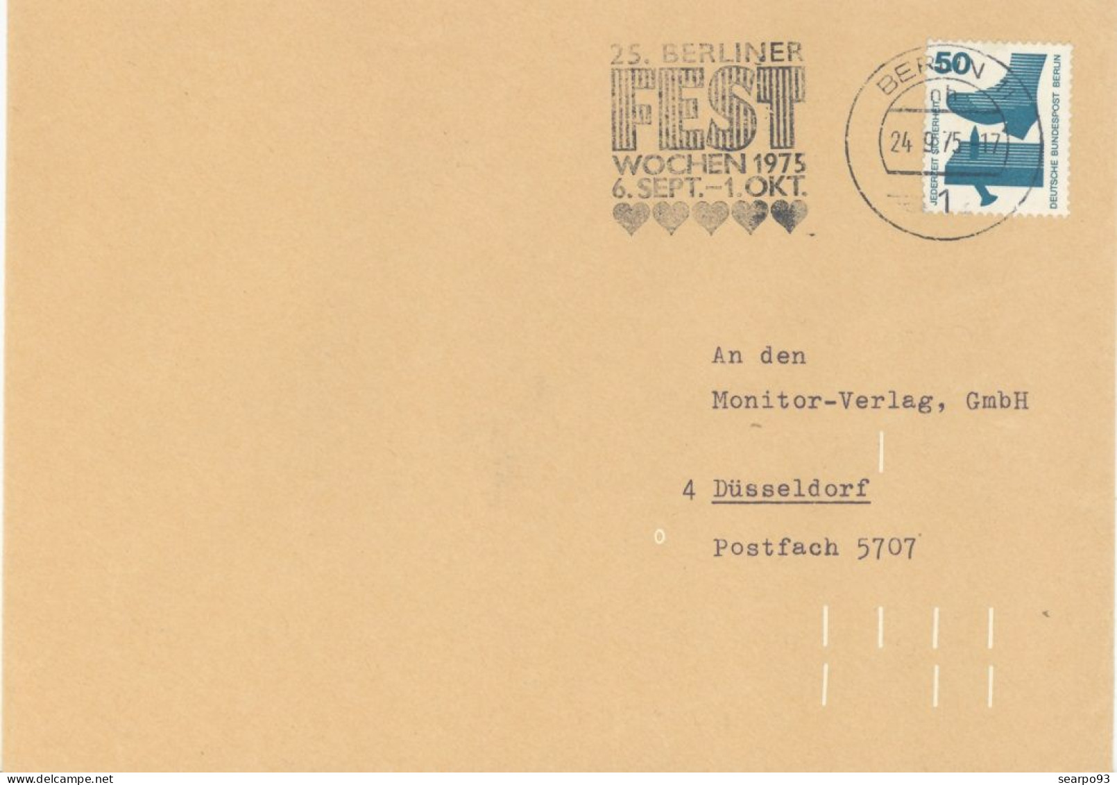 GERMANY. POSTMARK. BERLINER FEST. 1975 - Maschinenstempel (EMA)