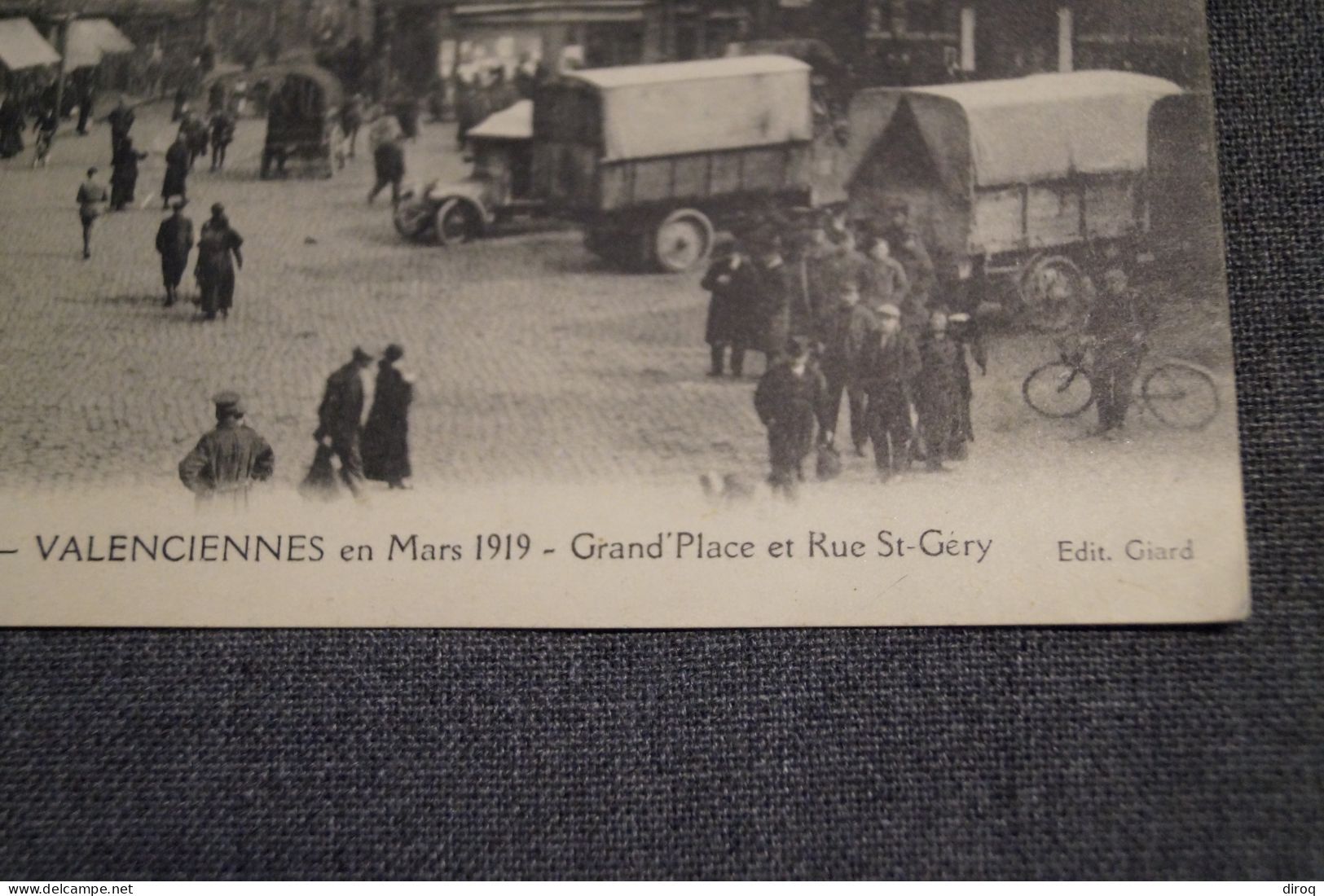 Très Belle Ancienne Carte Postale, Valenciennes Mars 1919,la Grand Place Et Rue Saint-Géry - Valenciennes