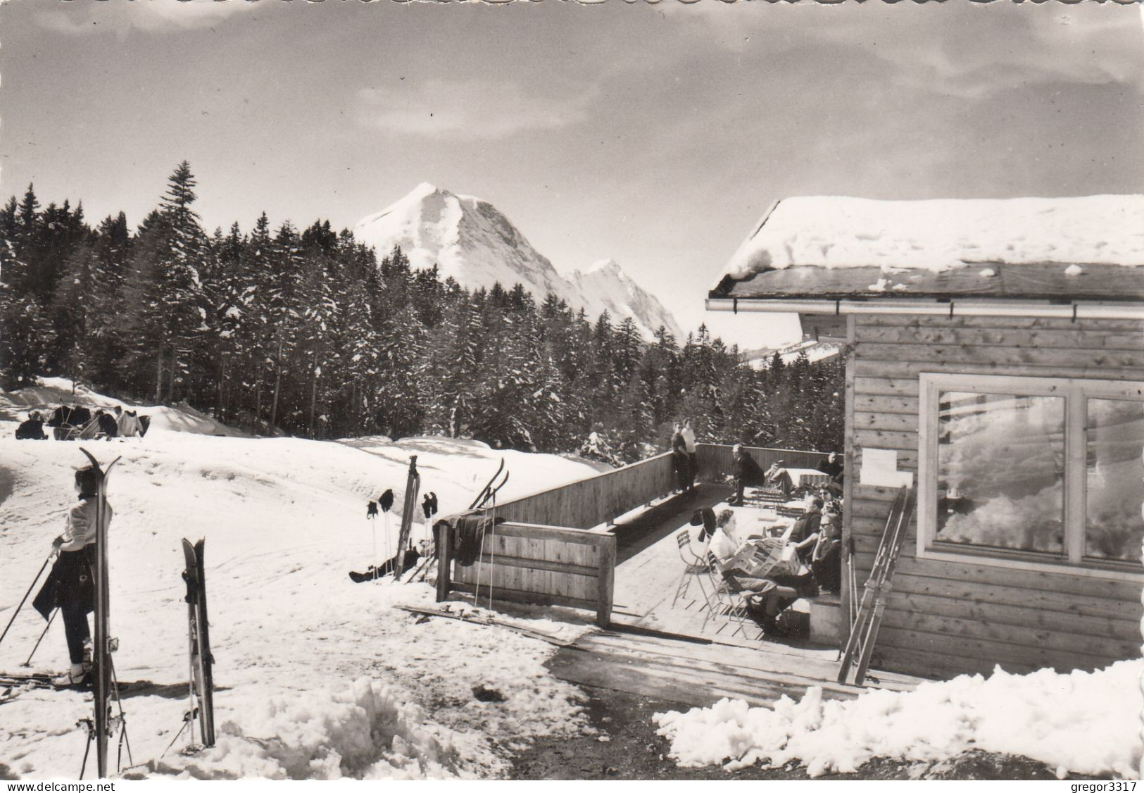 E758) LEUTASCH - KATZENKOPF HÜTTE Mit Hoher Munde U. Skifahrer - Alte Verschneite Ansicht TOP - Leutasch