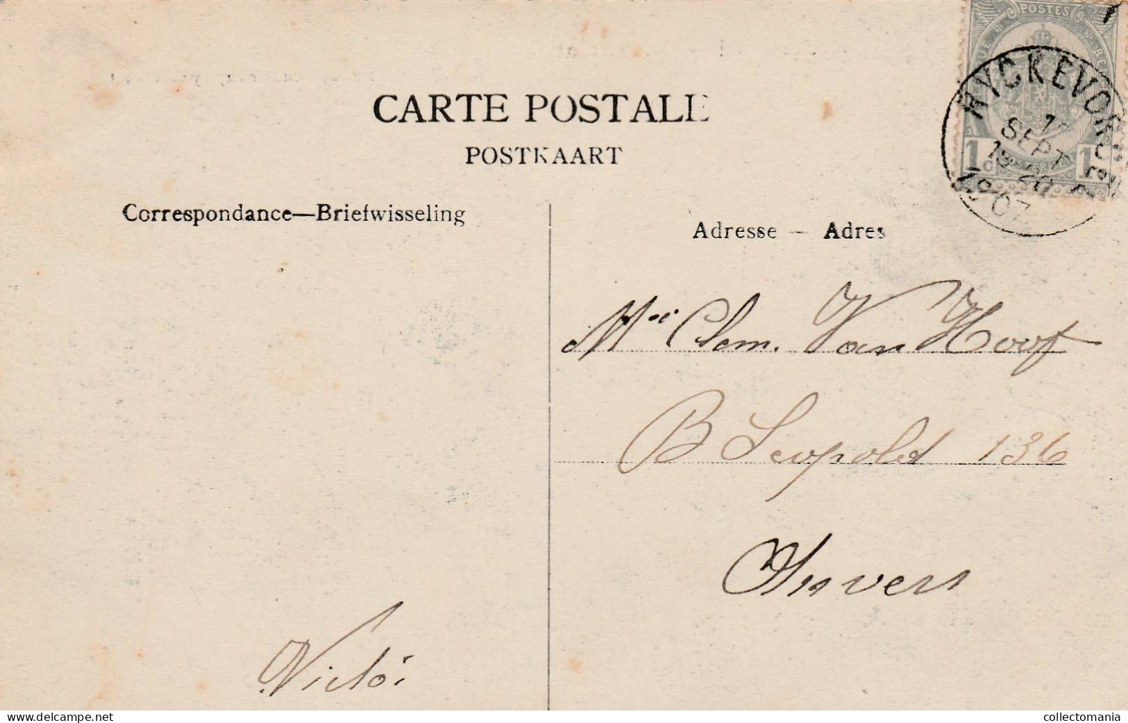 1 Oude Postkaart  Rijckevorsel Rijkevorsel  Molenstraat  1907 Uitg. Hendrickx - Rijkevorsel