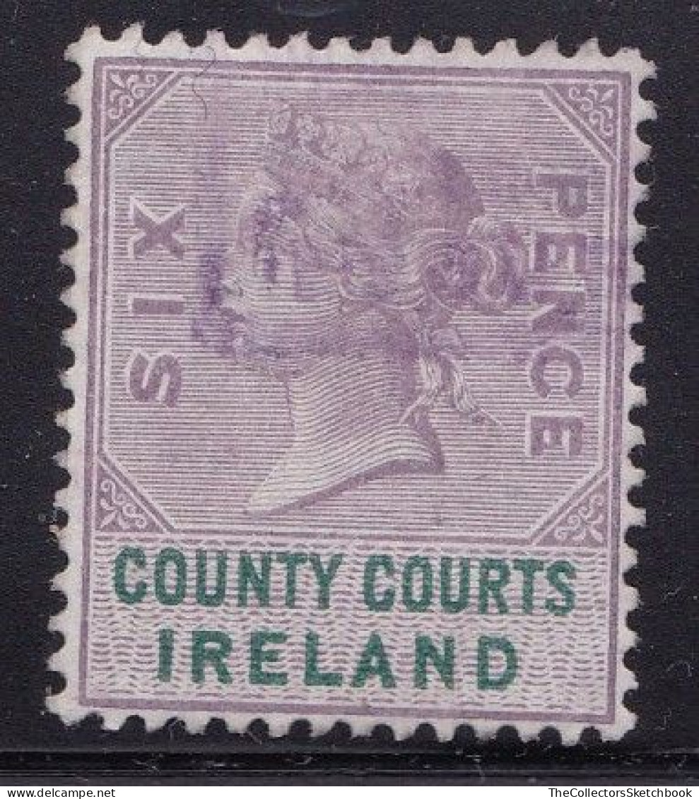 Ireland Fiscal/ Revenue County Courts 6d Lilac And Green Watermark Orbs Barefoot 16 God Used - Usati