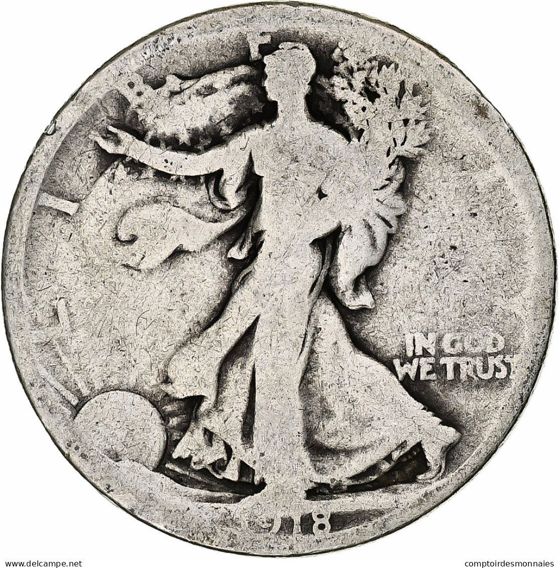 Monnaie, États-Unis, Walking Liberty Half Dollar, Half Dollar, 1918, U.S. Mint - 1916-1947: Liberty Walking (Liberté Marchant)