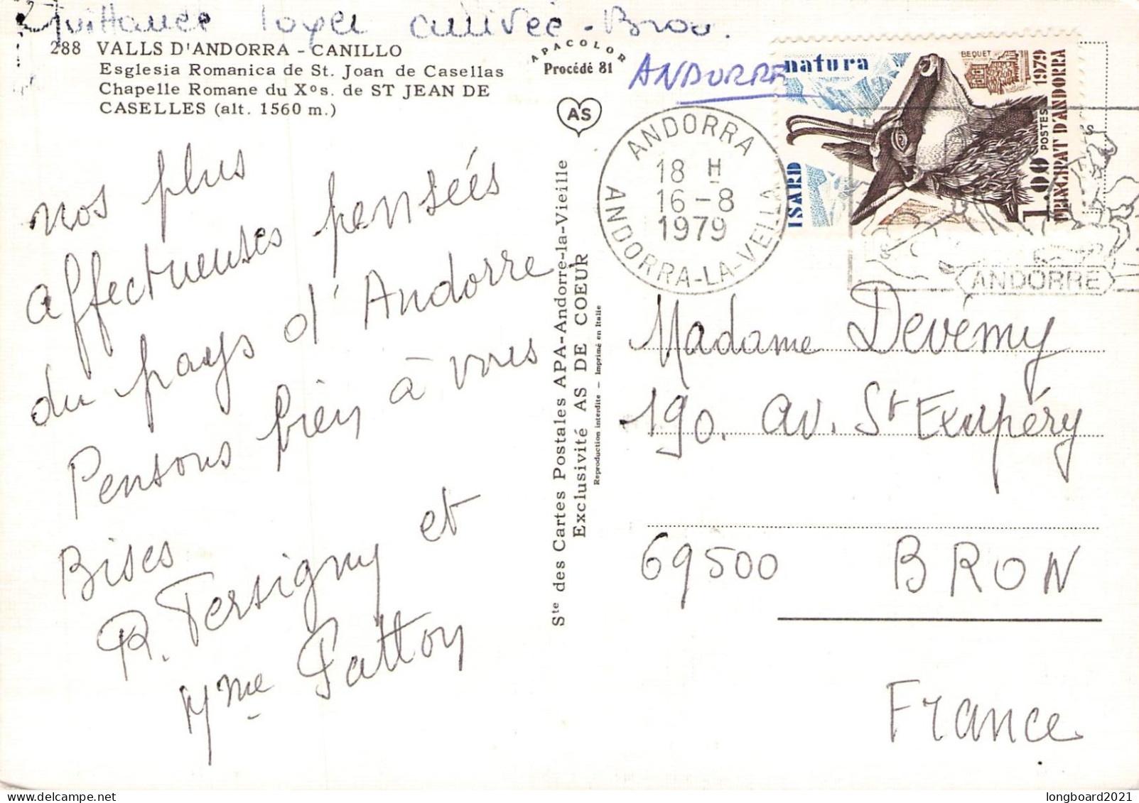 ANDORRA - PICTURE POSTCARD 1986 / 1400 - Cartas & Documentos
